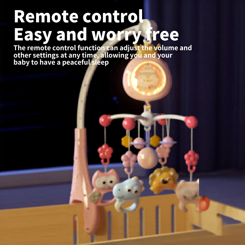 Baby Crib Mobile with Projector and Night Light, Remote Control Musical Rotating Toy with Soothing Lullabies for Newborns